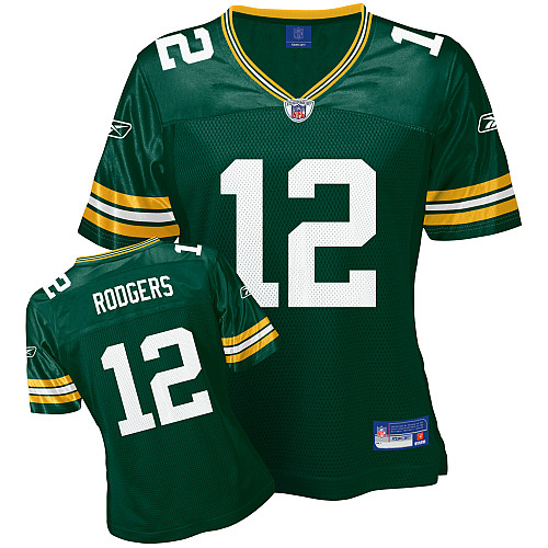 Packers #12 Aaron Rodgers Green Women's Team Color Stitched NFL Jersey - Click Image to Close